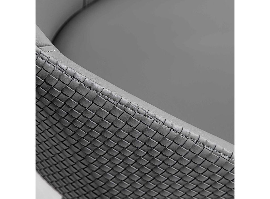 Karrige eko-lëkure me shpinë të zbukuruar dhe bazë metalike të zezë, 2 copë - Nima Viadurini