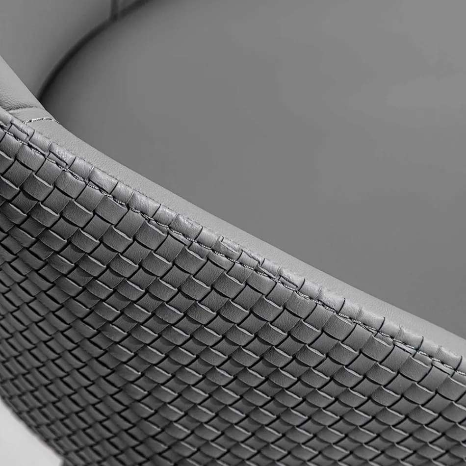 Karrige eko-lëkure me shpinë të zbukuruar dhe bazë metalike të zezë, 2 copë - Nima Viadurini