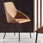 Karrige eko-lëkure me shpinë të zbukuruar dhe bazë metalike të zezë, 2 copë - Nima Viadurini