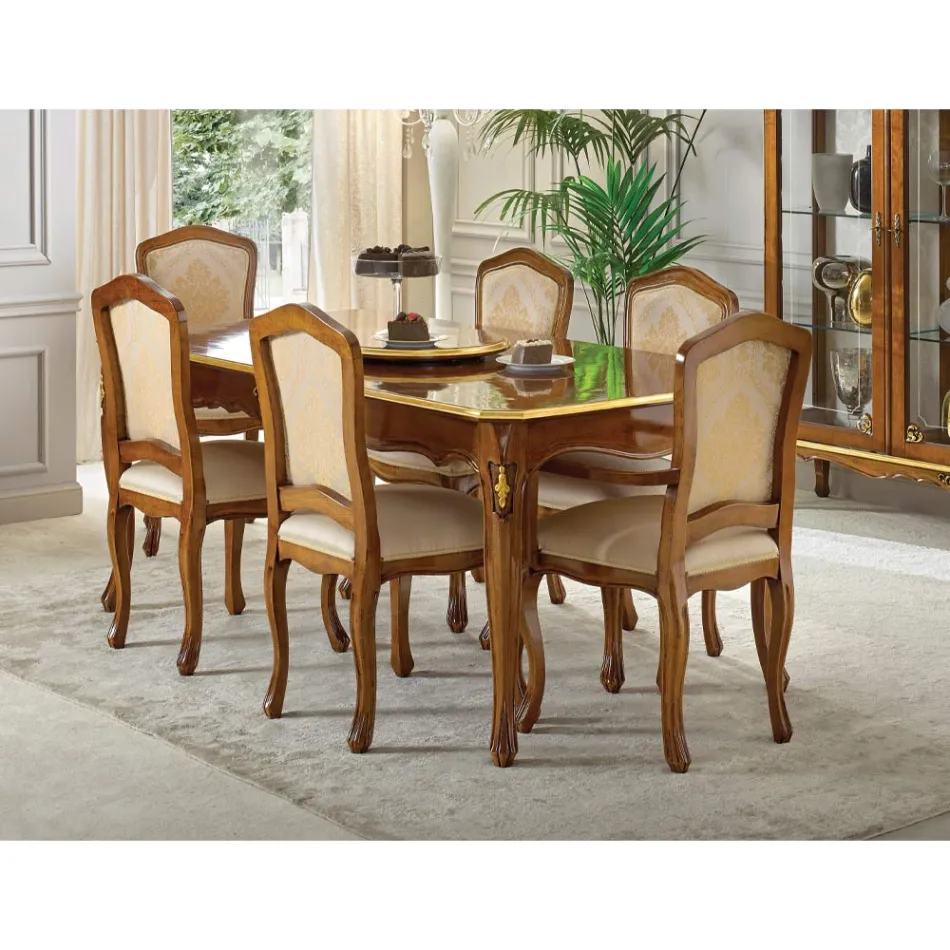 Karrige klasike prej druri me pëlhurë luksoze të veshur me susta Prodhuar në Itali - Majesty Viadurini