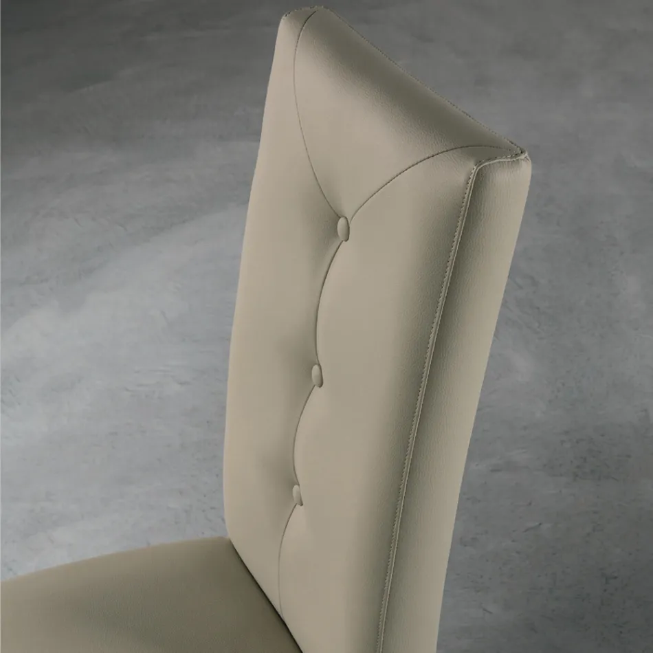 Karrige druri dhe sedilje eko-lekure me butona me dizajn italian - Mircea Viadurini