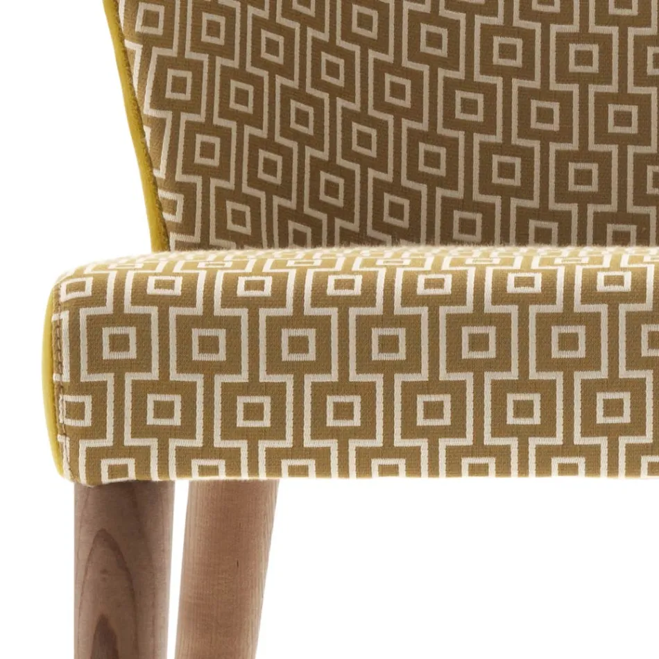 Karrige moderne e ngurtë druri e veshur me këmbë e bërë në Itali, 2 copë Viadurini