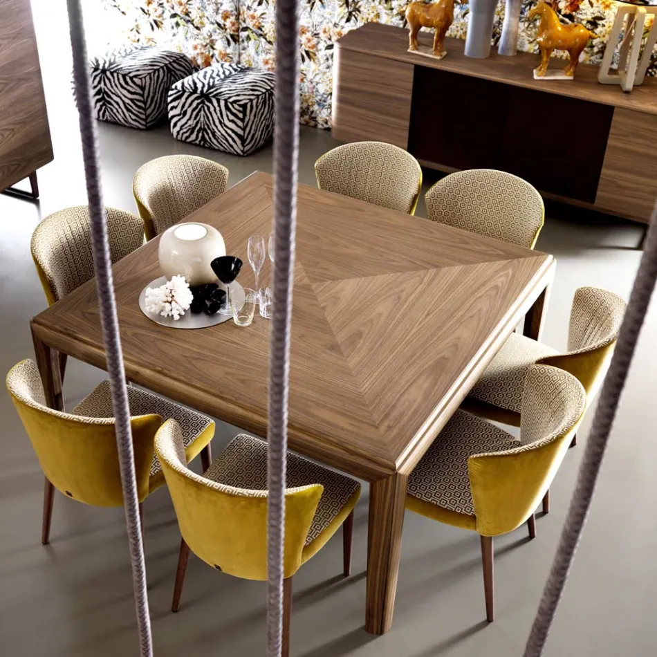 Karrige moderne e ngurtë druri e veshur me këmbë e bërë në Itali, 2 copë Viadurini