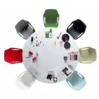 Karrige e qëndrueshme metalike dhe polipropileni e bërë në Itali, 4 copë - karamel Viadurini