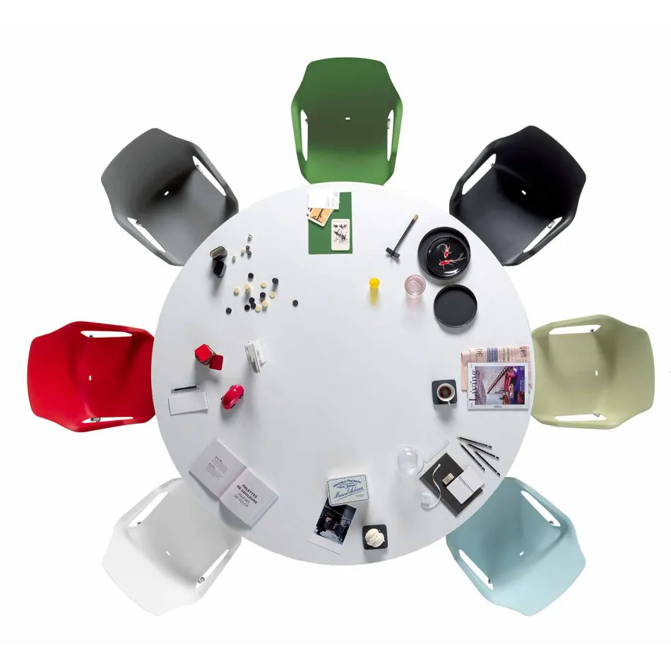 Karrige e qëndrueshme metalike dhe polipropileni e bërë në Itali, 4 copë - karamel Viadurini