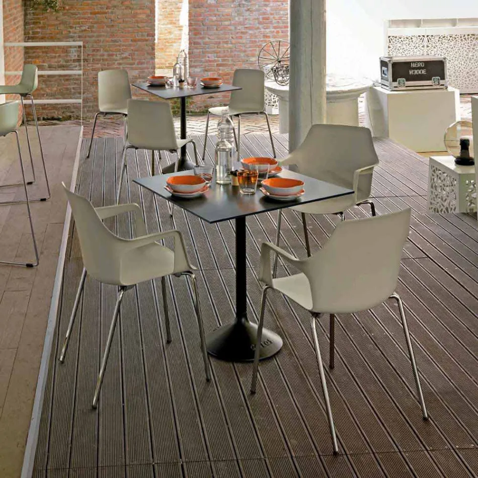 Karrige e qëndrueshme metalike dhe polipropileni e bërë në Itali, 4 copë - karamel Viadurini