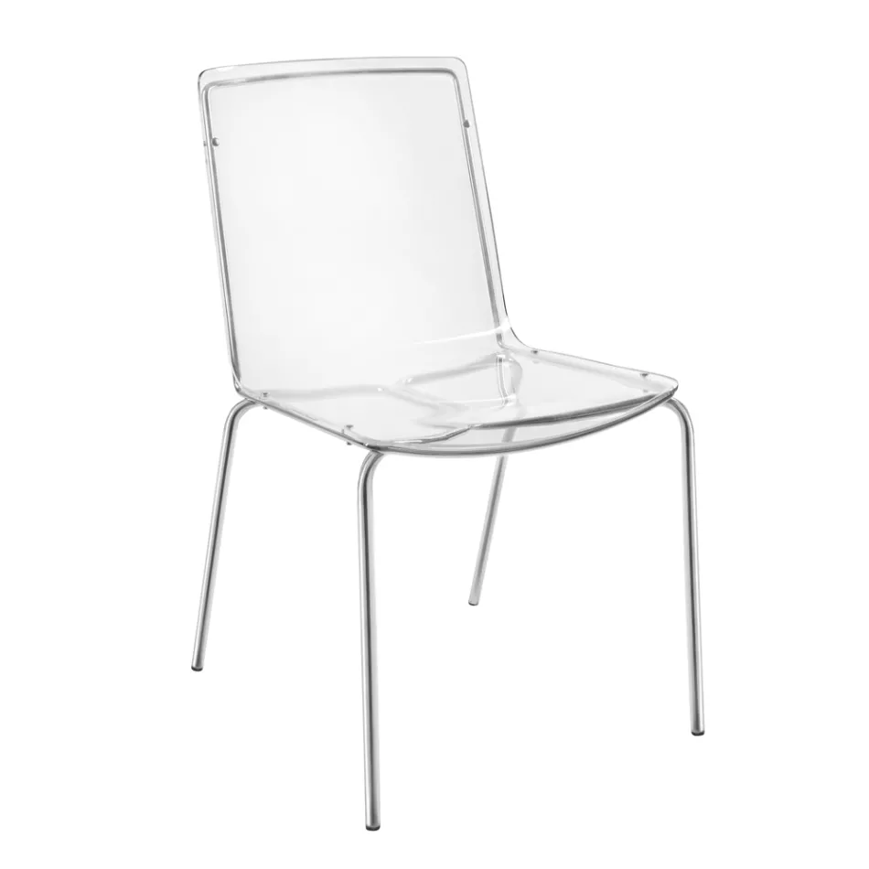 Karrige në pleksiglas transparent dhe hekur Prodhuar në Itali 2 Copë - Charlotte Viadurini