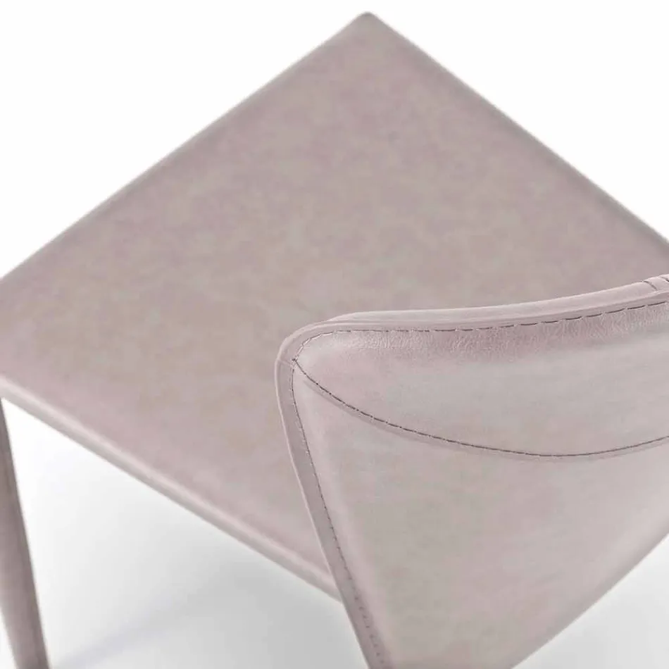 Karrige moderne e mbuluar plotësisht në lëkurë imituese, Akadia, 4 copë Viadurini