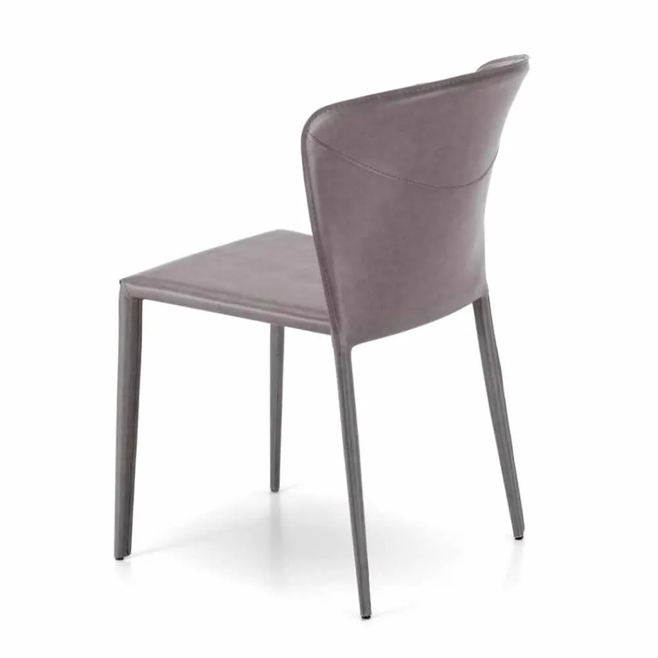 Karrige moderne e mbuluar plotësisht në lëkurë imituese, Akadia, 4 copë Viadurini