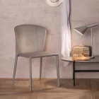 Karrige moderne e mbuluar plotësisht në lëkurë imituese, Akadia, 4 copë Viadurini