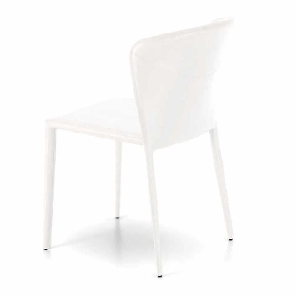 Karrige moderne e mbuluar plotësisht në lëkurë imituese, Akadia, 4 copë Viadurini