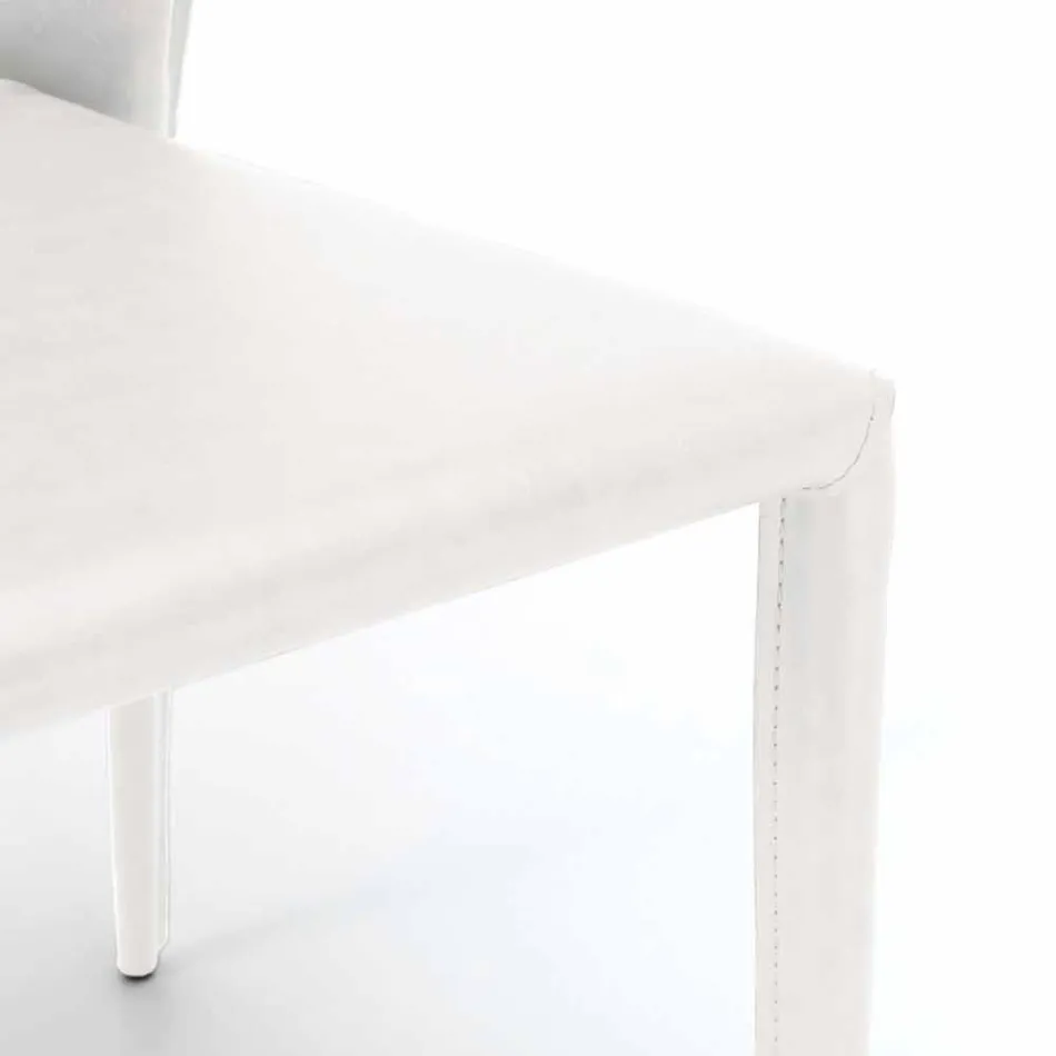 Karrige moderne e mbuluar plotësisht në lëkurë imituese, Akadia, 4 copë Viadurini