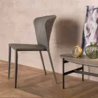 Karrige moderne e mbuluar plotësisht në lëkurë imituese, Akadia, 4 copë Viadurini