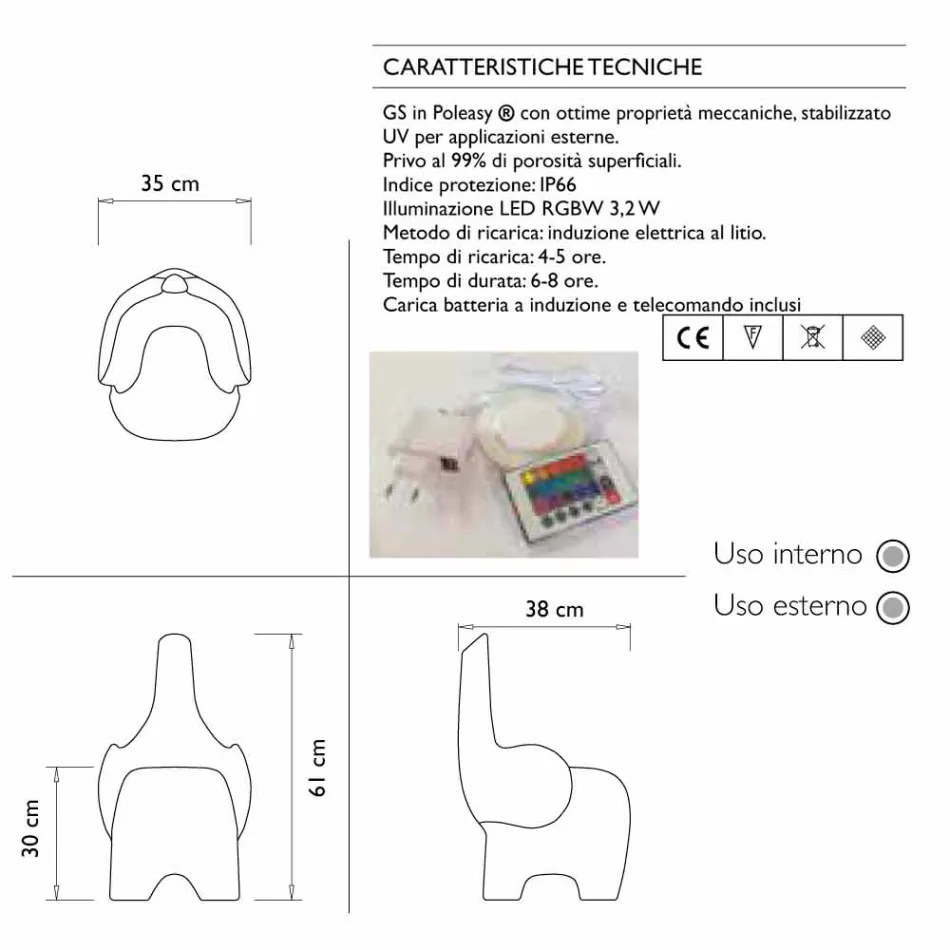 Karrige me shkëlqim për fëmijë, e udhëhequr nga RGBW e rimbushur, 2 copë - Tino nga Myyour Viadurini