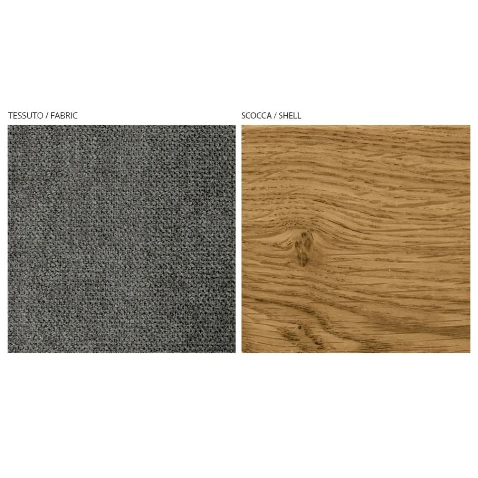 Karrige moderne e dhomës së ndenjes në pëlhura të ndryshme me guaskë druri - Wolter Viadurini