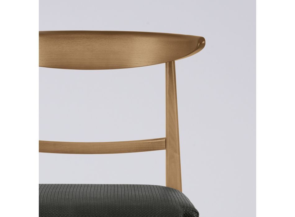 Karrige moderne e dhomës së ndenjes në pëlhurë dhe dru të fortë Prodhuar në Itali - Wilma Viadurini