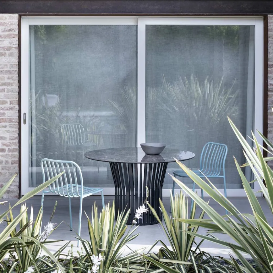 Karrige metalike e grumbullueshme për ambiente të jashtme Prodhuar në Itali 2 Copë - Thjesht Viadurini