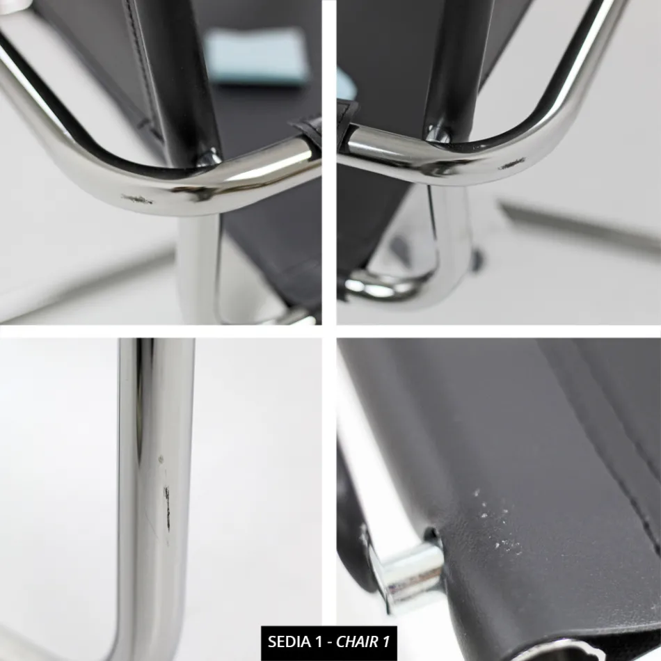 Karrige për Sallë Konferencash ose Mbledhjesh në Lëkurë të Zezë dhe Metal – Cirillo1/2 Viadurini