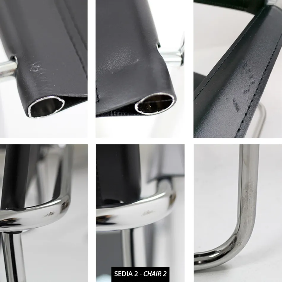 Karrige për Sallë Konferencash ose Mbledhjesh në Lëkurë të Zezë dhe Metal – Cirillo1/2 Viadurini