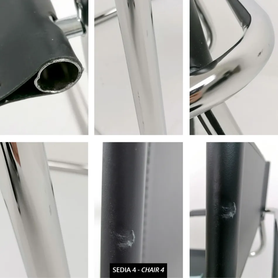 Karrige për Sallë Konferencash ose Mbledhjesh në Lëkurë të Zezë dhe Metal – Cirillo3/4 Viadurini