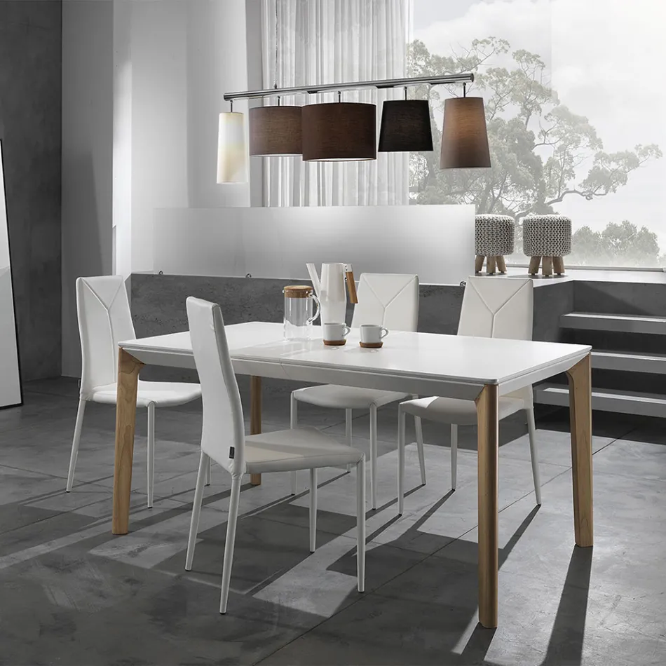 Karrige e dhomës së ngrënies me lëkure sintetike me 4 copë - Siberia Viadurini