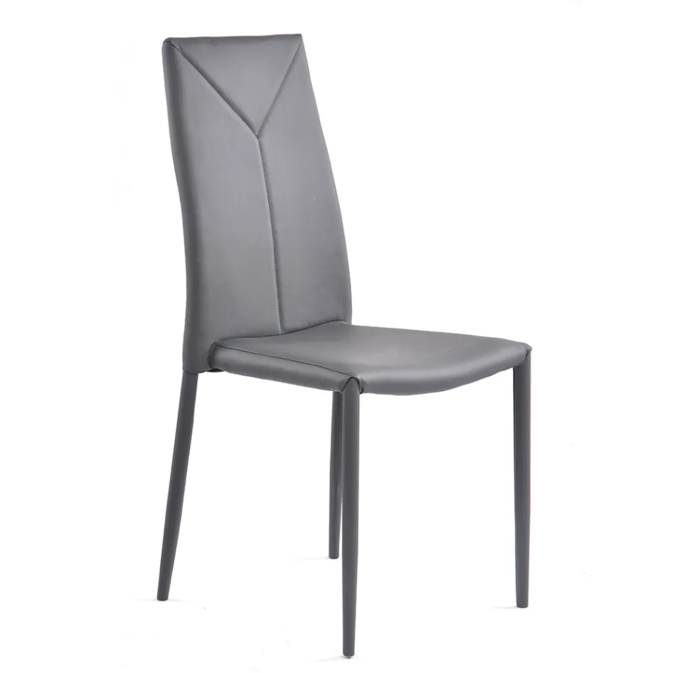 Karrige e dhomës së ngrënies me 4 copë lëkure sintetike - Siberia Viadurini