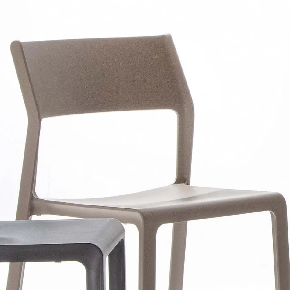 Karrigia e dhomës së ngrënies të pirgshme në polipropilen me ngjyra, 4 copë - Abelia Viadurini