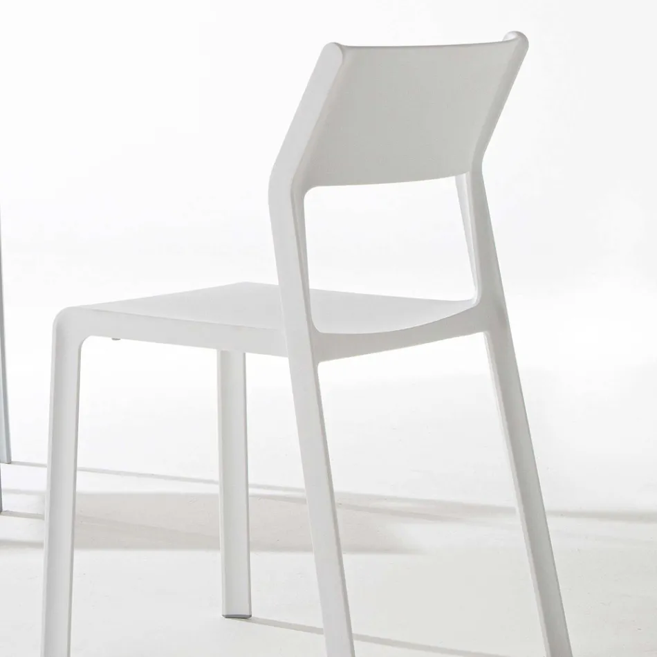 Karrigia e dhomës së ngrënies të pirgshme në polipropilen me ngjyra, 4 copë - Abelia Viadurini