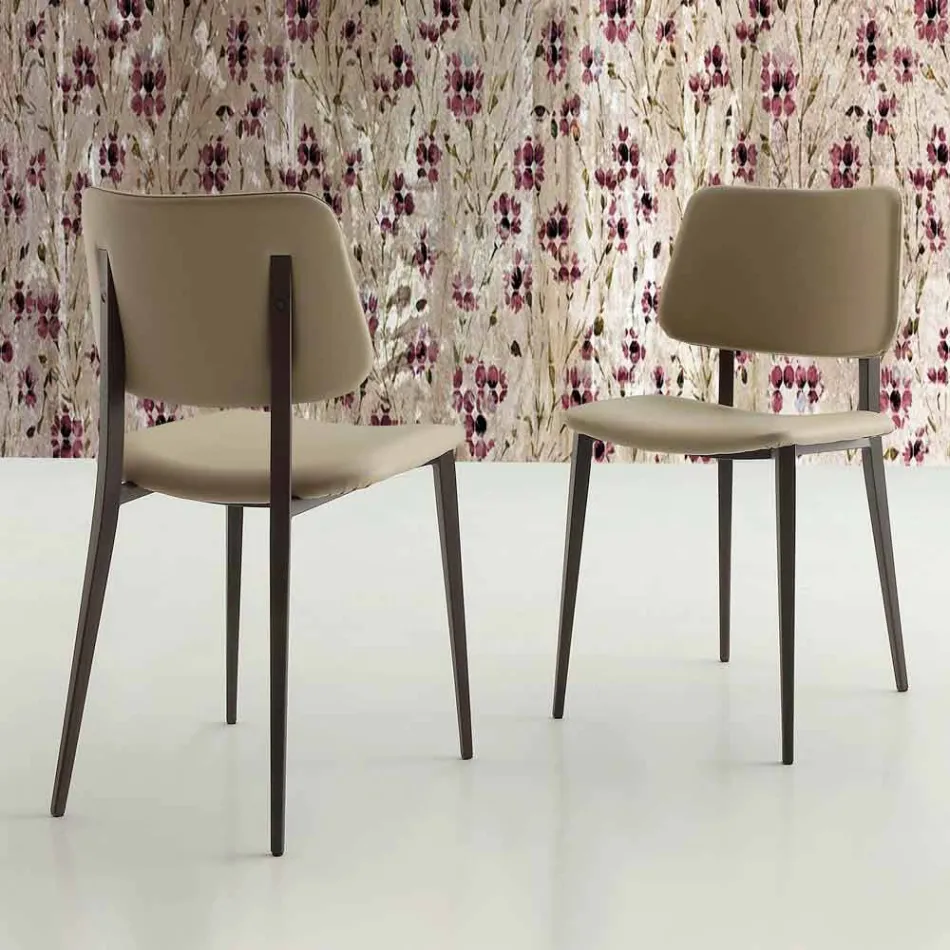 Karrigia e dhomës së ngrënies në Ekoleather dhe Metal prodhuar në Itali, 2 Copë - Selenium Viadurini