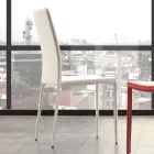 Karrige e dhomës së ngrënies prej metali e veshur me susta lëkure, 4 copë - Nadia Viadurini