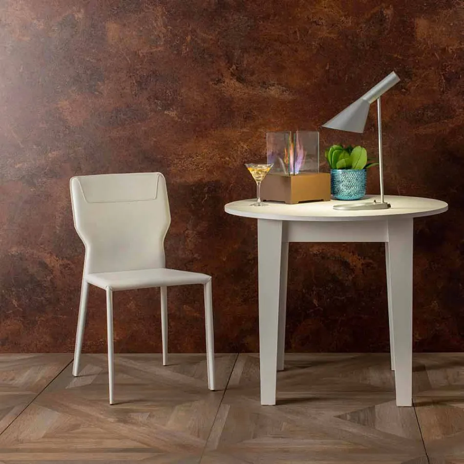 Karrigia e dhomës së ngrënies metalike e veshur me lëkurë, 4 copë - Titty Viadurini