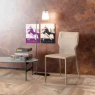 Karrigia e dhomës së ngrënies metalike e veshur me lëkurë, 4 copë - Titty Viadurini