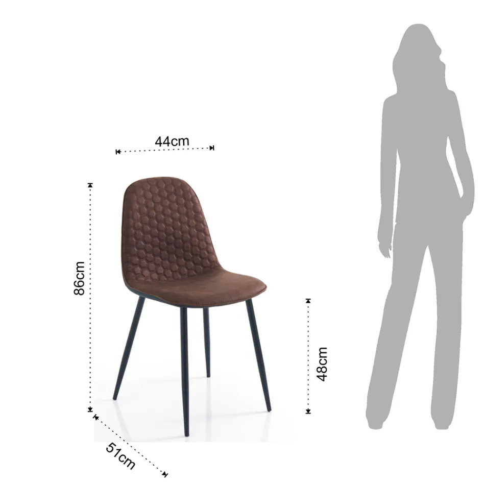 Karrige e dhomës së ngrënies me mikrofibër dhe metal të zi Mat 4 copë - Jake Viadurini