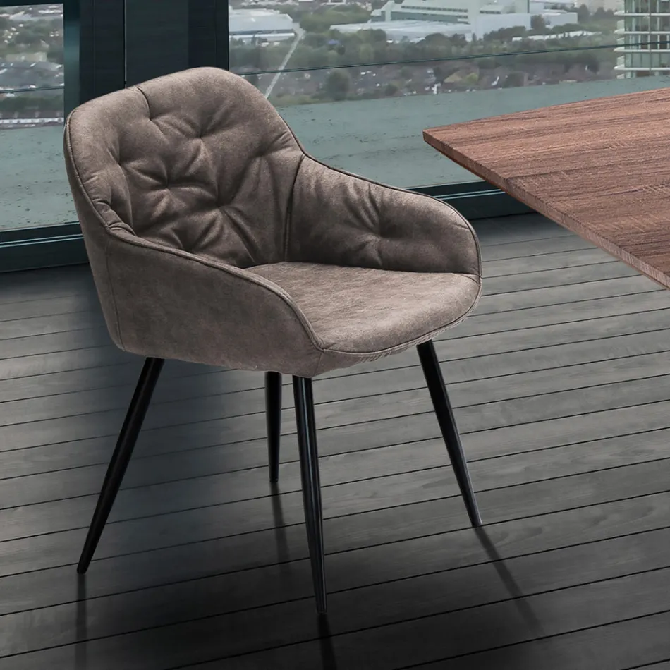 Karrige e dhomës së ngrënies në lëkurë me efekt të vjetëruar 2 copë - Garbina Viadurini