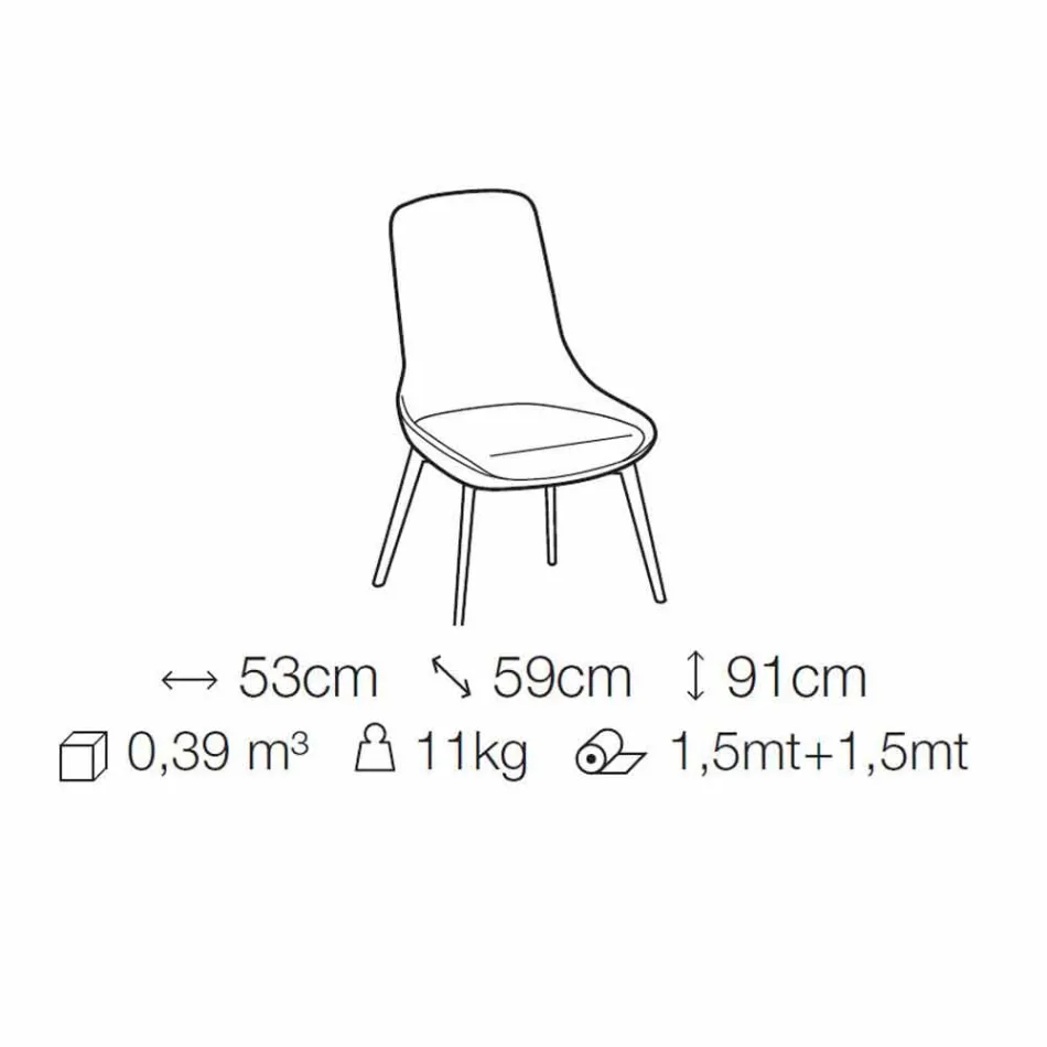 Karrige e dhomës së ngrënies me pëlhurë me bazë druri të prodhuar në Itali - kokosit Viadurini