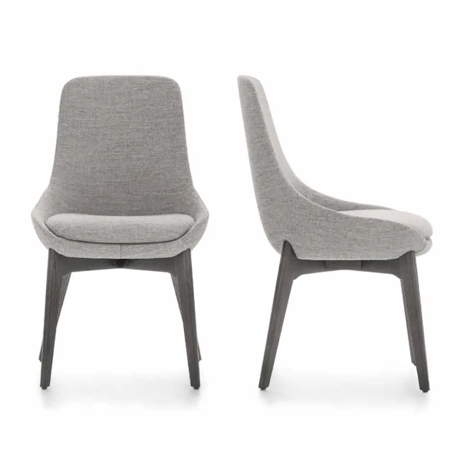 Karrige e dhomës së ngrënies me pëlhurë me bazë druri të prodhuar në Itali - kokosit Viadurini