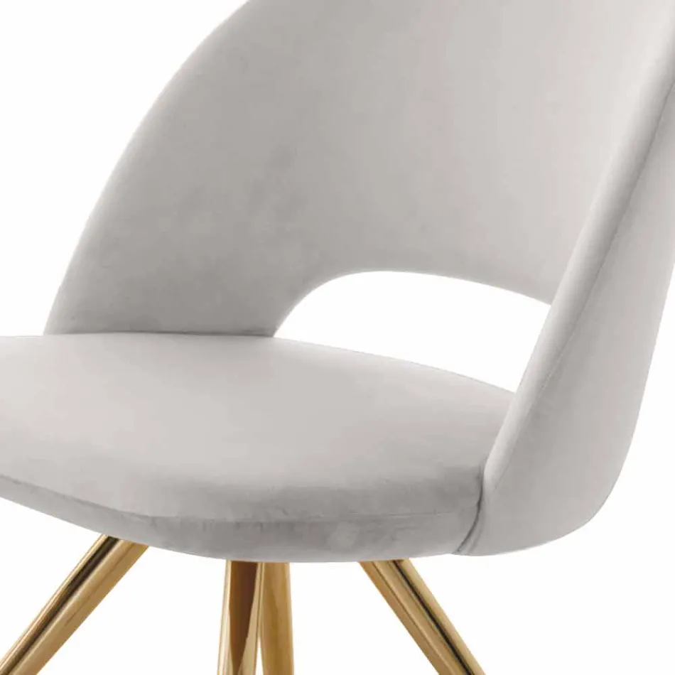 Karrige e dhomës së ngrënies me pëlhurë me këmbë ari prodhuar në Itali - Marchesi Viadurini