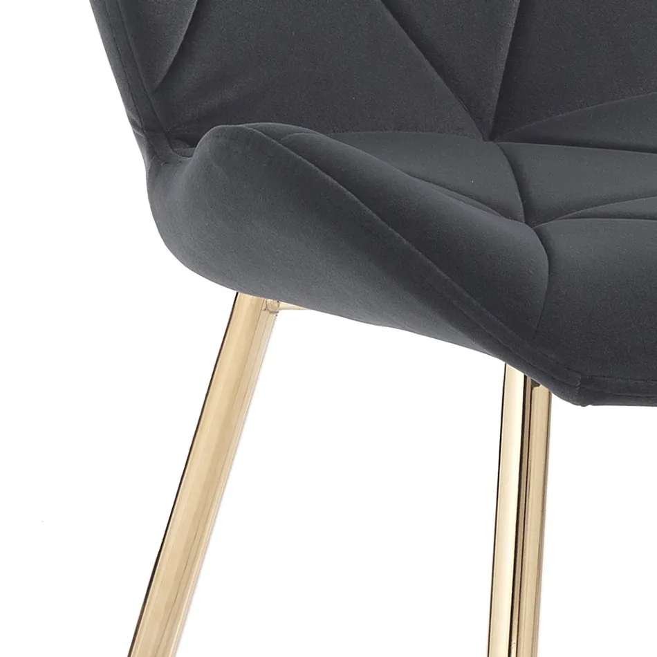 Karrige e dhomës së ngrënies me pëlhurë dhe metal të artë 4 copë - Smeralda Viadurini