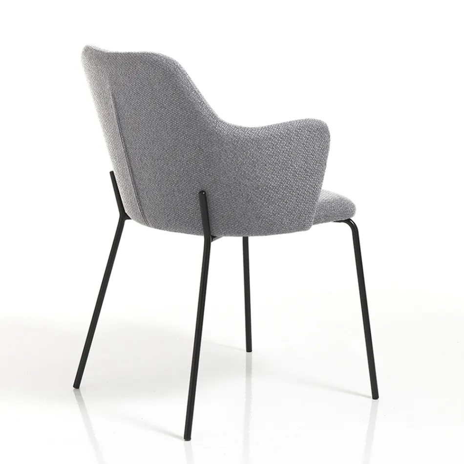 Karrige e Dhomës së ngrënies në Pëlhurë dhe Metal të Zi Mat 2 Copë - Corinna Viadurini