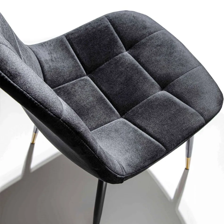 Karrigia e dhomës së ngrënies në kadife dhe metal rezistente ndaj njollave, 4 copë - Carlina Viadurini