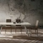 Karrige e dhomës së ngrënies e veshur me susta me lëkurë Eko Prodhuar në Itali, 2 copë - Belgjike Viadurini