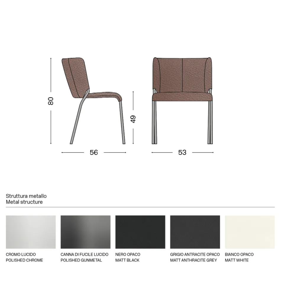 Karrige e dhomës së ngrënies e mbuluar me lëkurë ekologjike Prodhuar në Itali - Giulia Viadurini