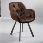 Karrige e Dhomës së ngrënies në Strukturë Metal Ecoleather 2 Copë - Delpiero Viadurini