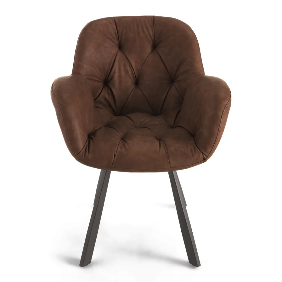 Karrige e Dhomës së ngrënies në Strukturë Metal Ecoleather 2 Copë - Delpiero Viadurini