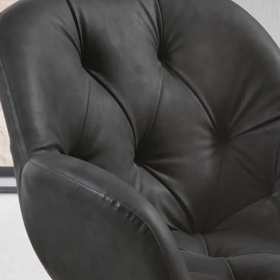 Karrige e Dhomës së ngrënies në Strukturë Metal Ecoleather 2 Copë - Delpiero Viadurini