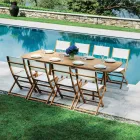 Karrige e palosshme e jashtme në dru akacie dhe tekstile - Perfekt Viadurini