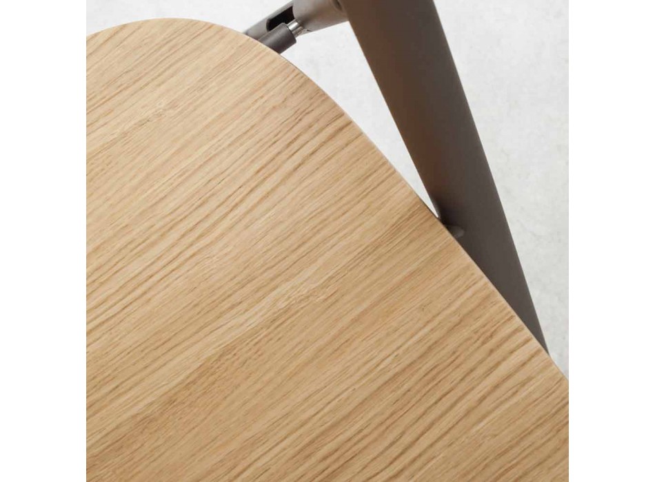 Karrige metalike e palosshme dhe sedilje dhe mbështetëse në dru lisi 2 copë - Roberta Viadurini