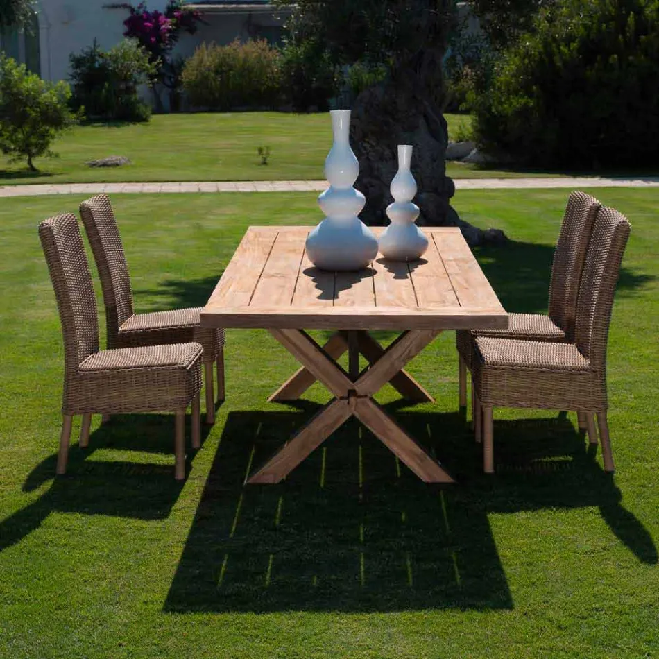 Karrige darke në natyrë në bastun prej palme kacavjerrëse dhe pëlhurë sintetike të endur, 2 copë - Yves Viadurini