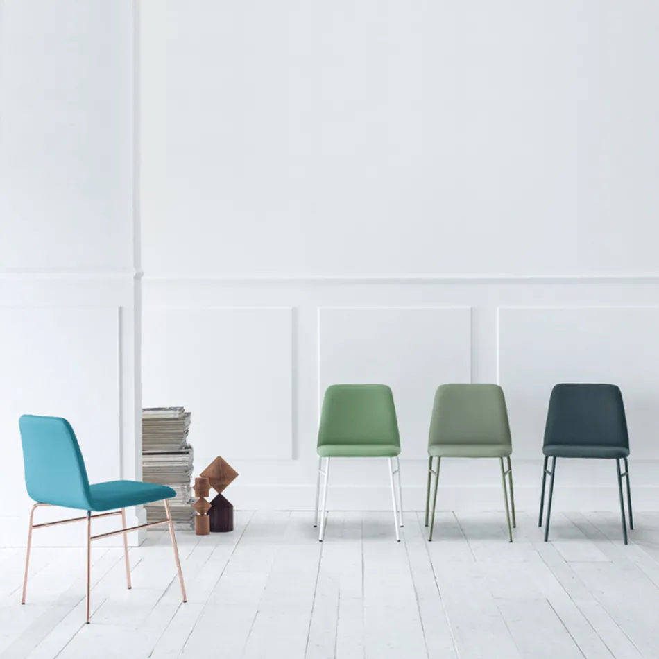 Karrige Fine Fabric me Baze Metal Prodhuar në Itali, 2 Copë - Molde Viadurini