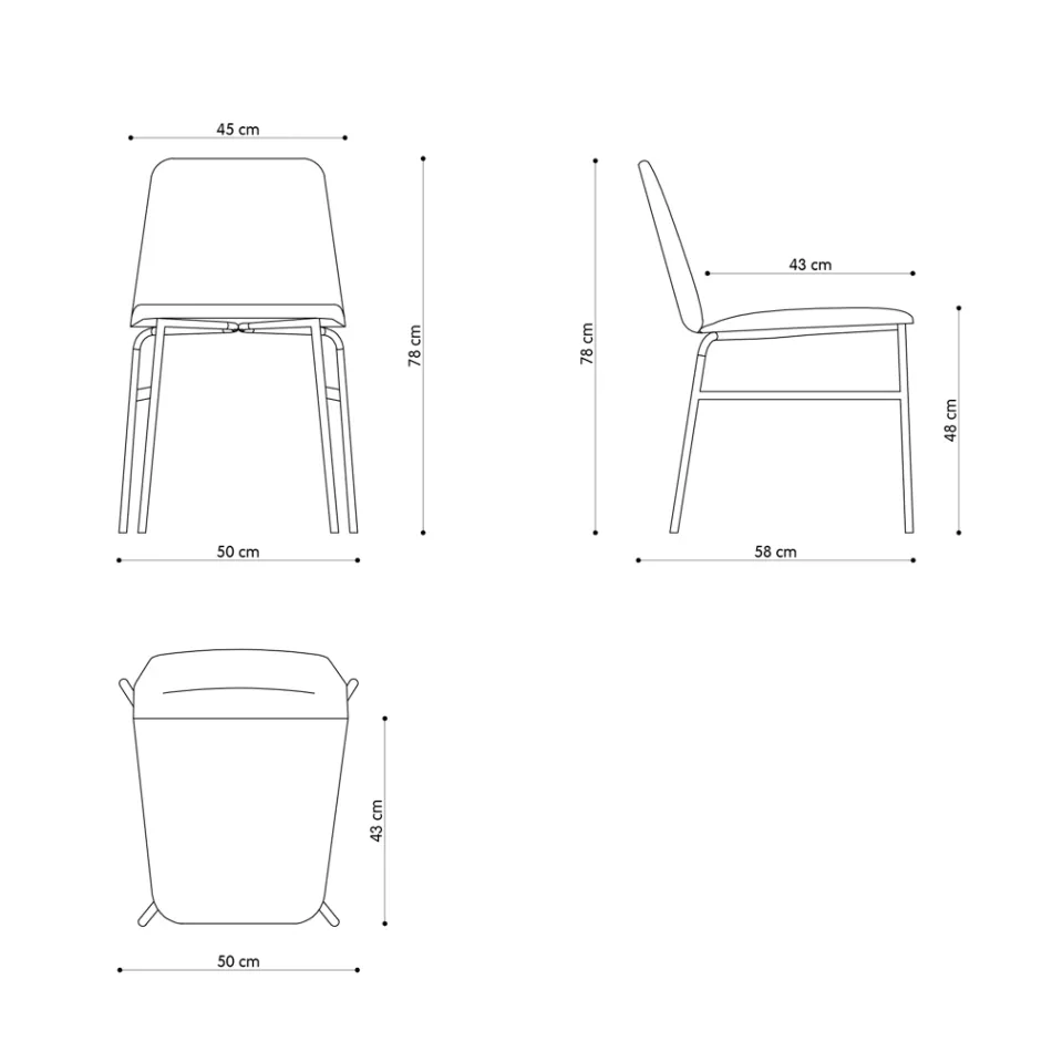 Karrige Fine Fabric me Baze Metal Prodhuar në Itali, 2 Copë - Molde Viadurini
